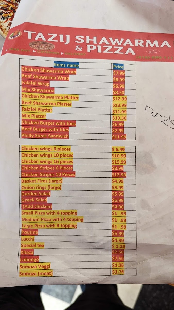 TAZIJ SHAWARMA AND PIZZA Menu - Image 6